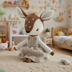 Kawaii Deer Plush Toy Cute Fawn Stuffed Animal Soft Soothing Doll Nordic Style Home Decor Perfect Birthday Gift for Girls