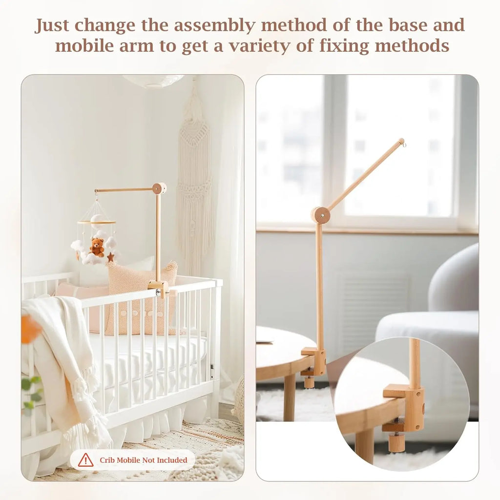 Baby Crib Mobile Arm Wooden Mobile Arm with Height Adjustable Mobile Hanger for Crib