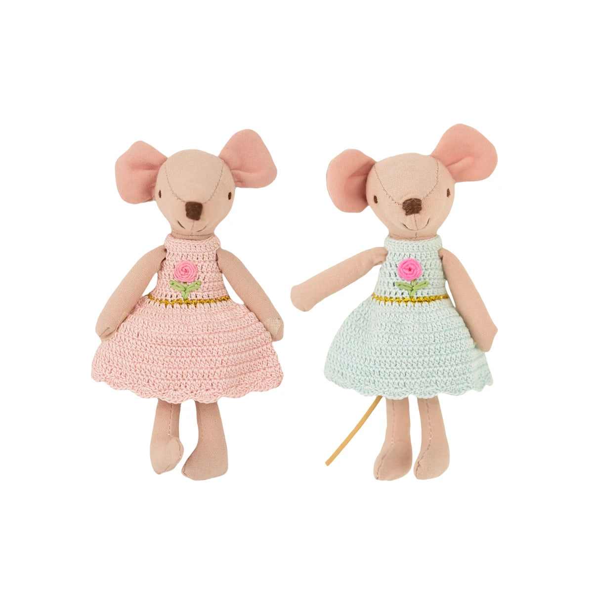 13Cm Mouse Toy with Handmade Crochet Skirt Suitable for Dollhouse Decoration