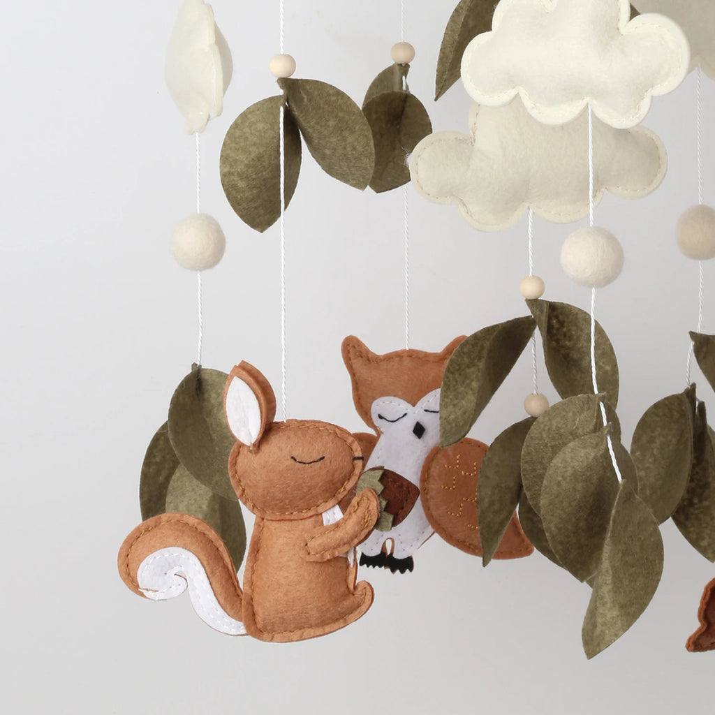 Woodland Baby Mobile Forest Animals Squirrel Owl Deer Nursery Decor Baby Crib Mobile