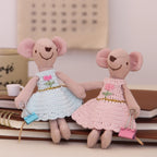 13Cm Mouse Toy with Handmade Crochet Skirt Suitable for Dollhouse Decoration