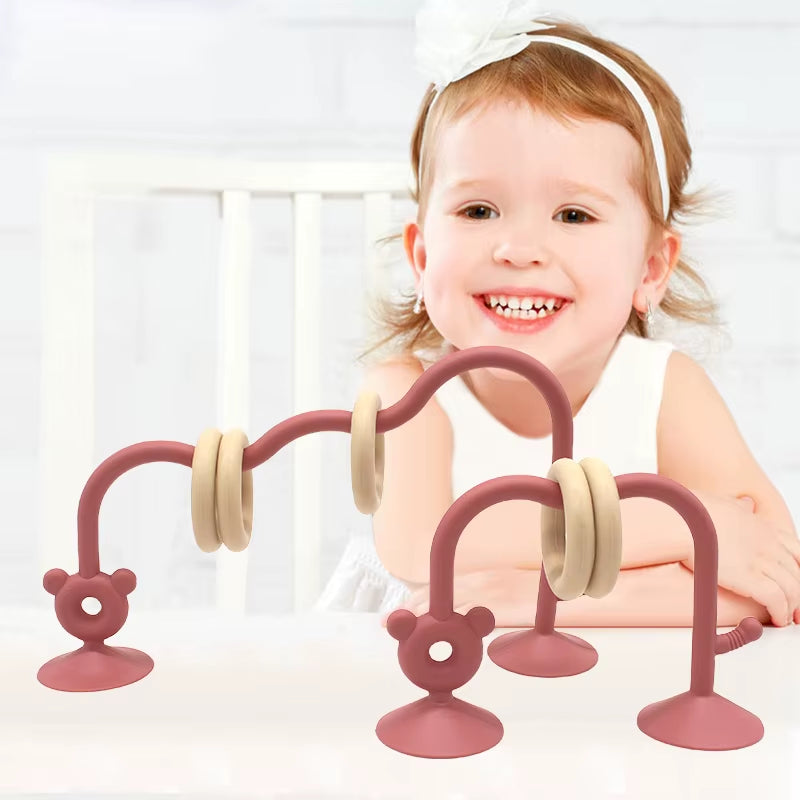 1Pcs Silicone Children'S Silicone Tabletop Toys, Bead Wrapped Baby Early Education Puzzle Game Toys