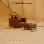 1:12 Miniature Realistic Furniture Brown Leather Single Sofa with Footrest/Double Sofa Suitable for Mini House Home Decor