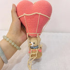 Handmade Crochet Bear in Hot Air Balloon - Hanging Nursery Decor, Cute Plush Animal Wall Hanging for Kids Room, Baby Mobile Deco