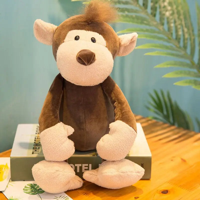 25Cm Stuffed Lifelike Lion Tiger Elephant Monkey Leopard Giraffe Raccoon Doll Simulation Forest Animals Plush Toys for Kids Gift