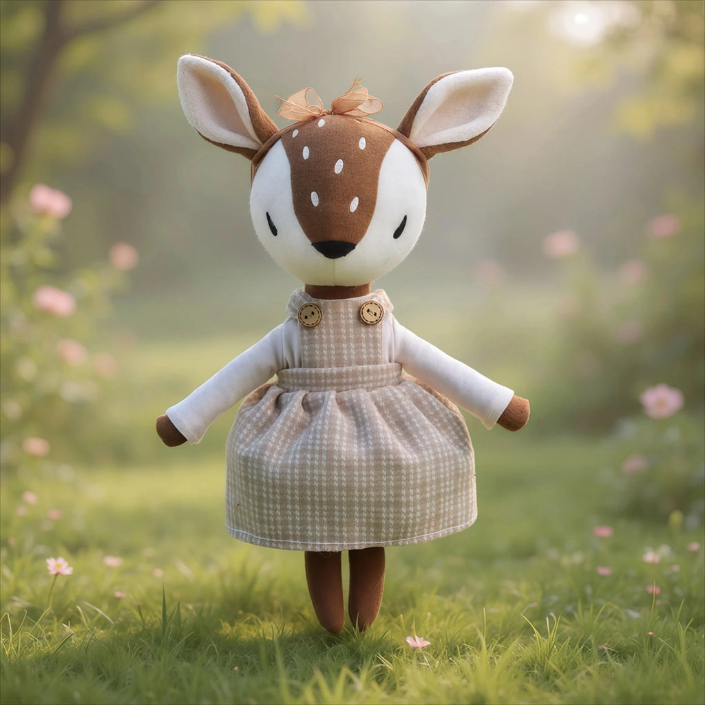 Kawaii Deer Plush Toy Cute Fawn Stuffed Animal Soft Soothing Doll Nordic Style Home Decor Perfect Birthday Gift for Girls