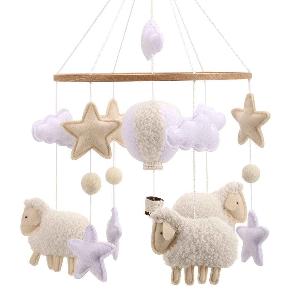 Boucle Sheep and Balloon Baby Nursery Mobile Neutral Sheep Crib Mobile