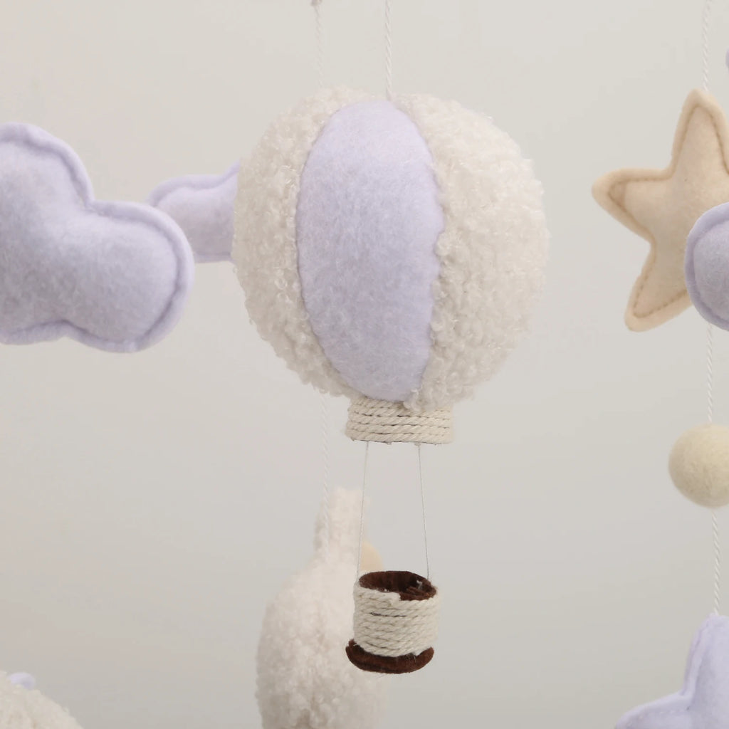 Boucle Sheep and Balloon Baby Nursery Mobile Neutral Sheep Crib Mobile