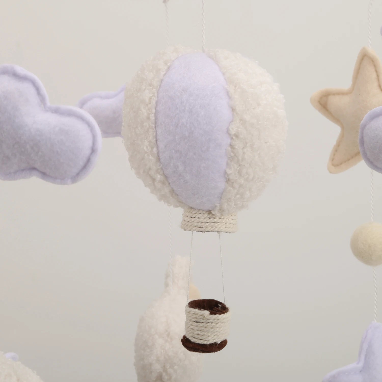 Boucle Sheep and Balloon Baby Nursery Mobile Neutral Sheep Crib Mobile