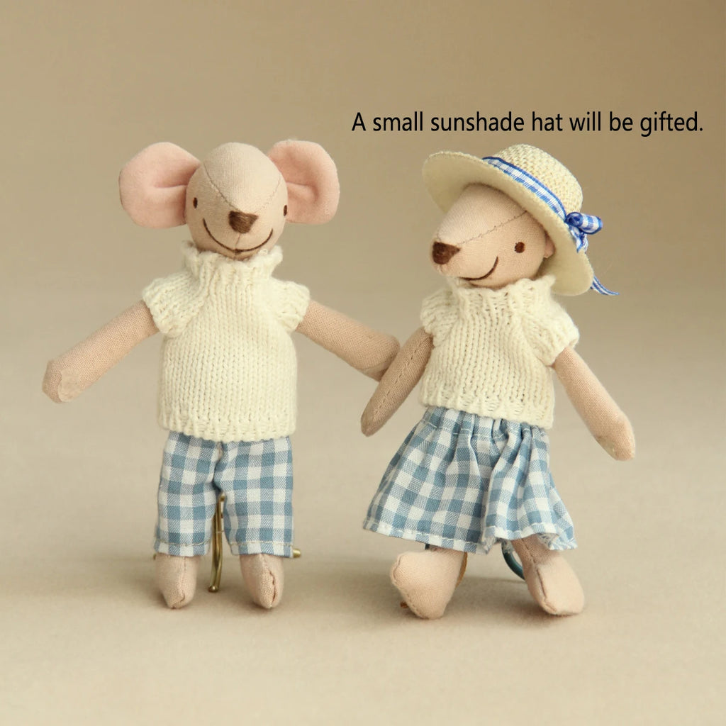 Miniature Simulation Dollhouse Furniture Ornaments H-13Cm, 2 Interchangeable Couple Mice
