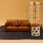 1:12 Miniature Realistic Furniture Brown Leather Single Sofa with Footrest/Double Sofa Suitable for Mini House Home Decor