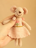 13Cm Mouse Toy with Handmade Crochet Skirt Suitable for Dollhouse Decoration