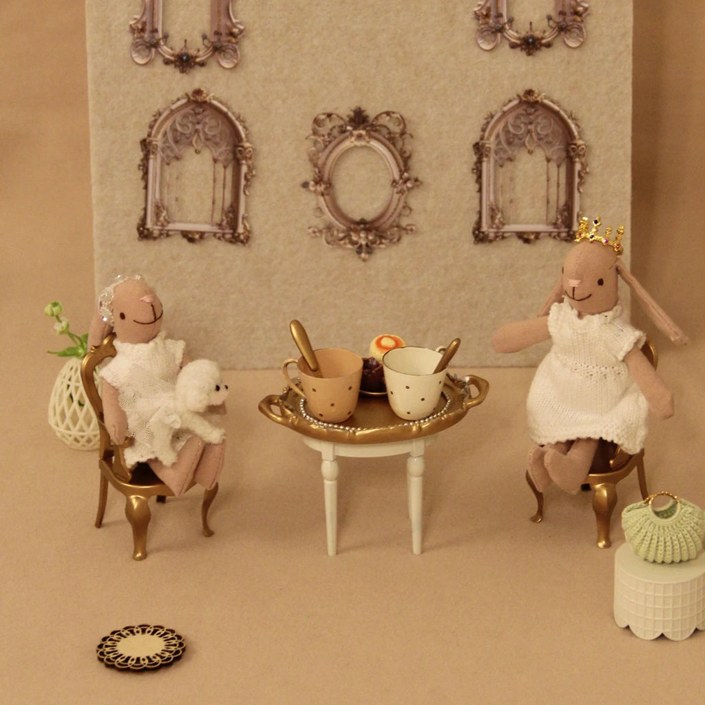 H-13Cm/15Cm Rabbit Figure with White Sweater Dress Suitable for Mini House Decoration