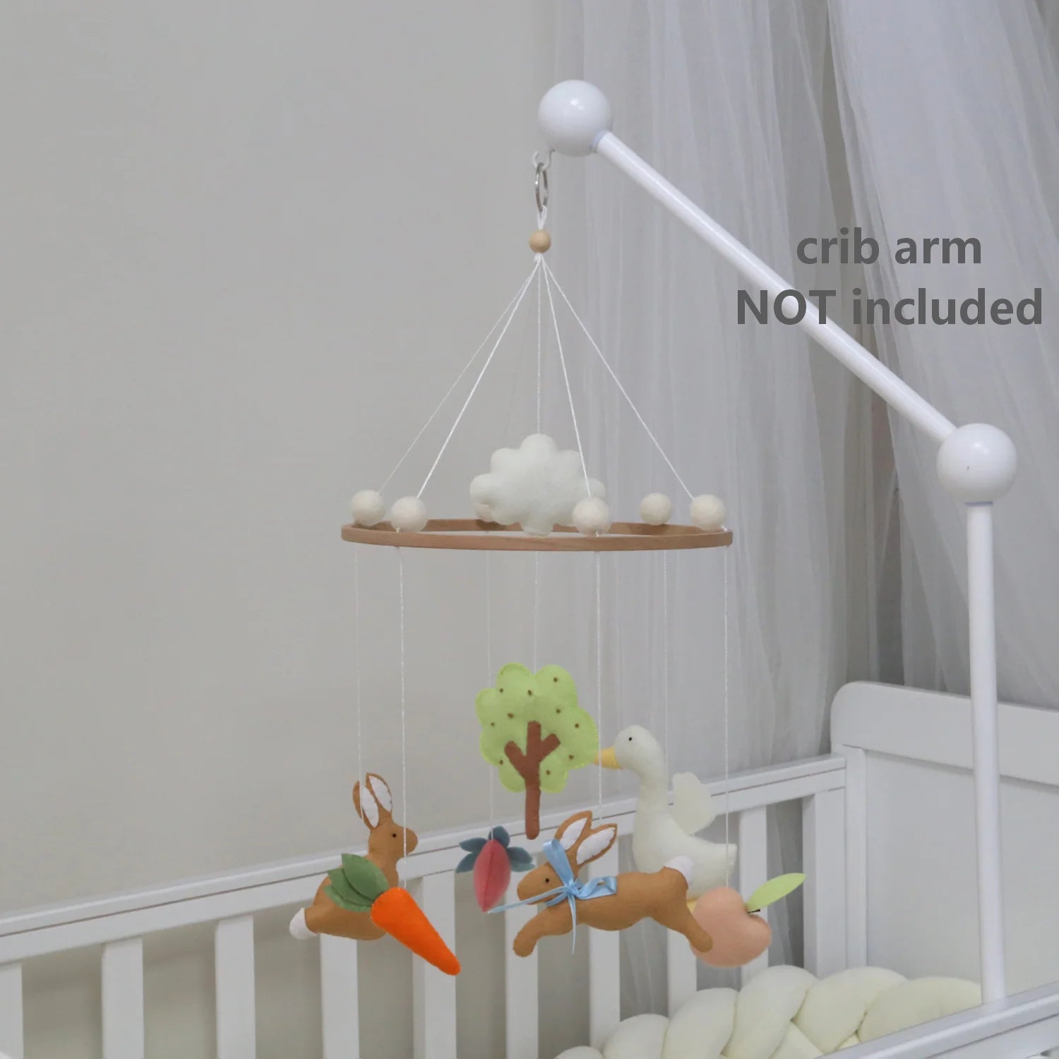 Garden Rabbit Crib Mobile Nursery Mobile with Rabbit in the Garden Garden Bunny Crib Mobile