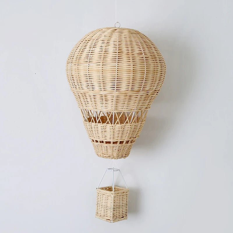 Rattan Hot Air Balloon Decor Hand-Woven Wall Hanging Decor Handmade Nordic Photograph Prop for Kids Room Kindergarten Nursery