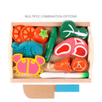 Simulation Kitchen Pretend Toy Wooden Classic Game Montessori Educational Toy for Children Kids Gift Cutting Fruit Vegetable Set