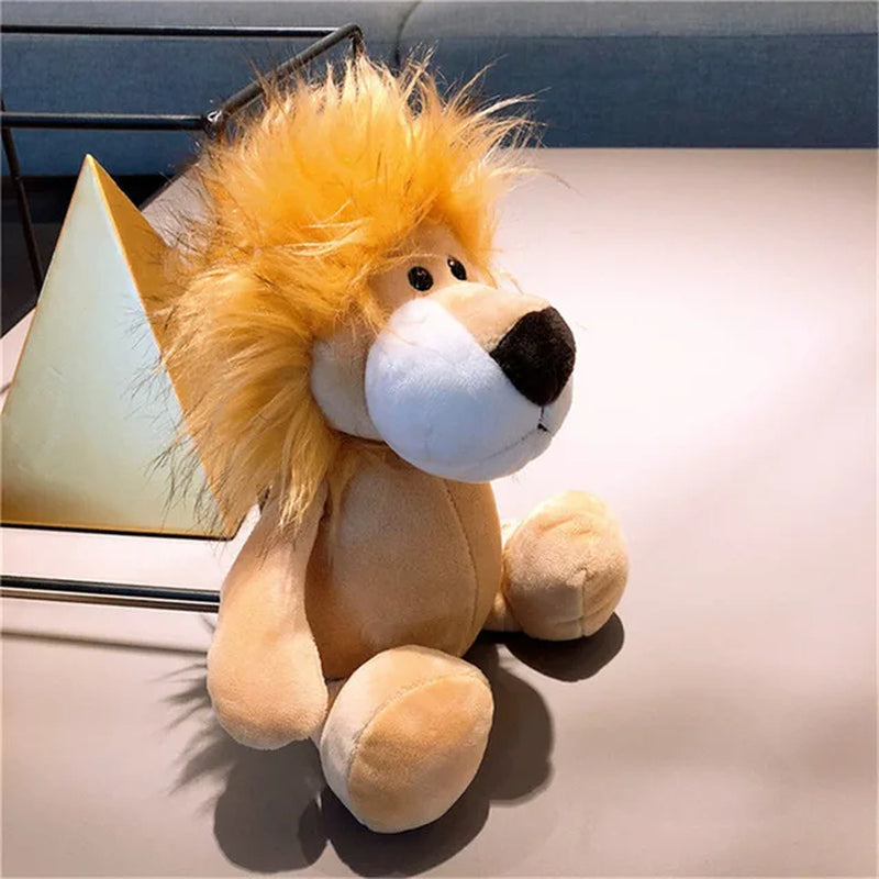 25Cm Stuffed Lifelike Lion Tiger Elephant Monkey Leopard Giraffe Raccoon Doll Simulation Forest Animals Plush Toys for Kids Gift