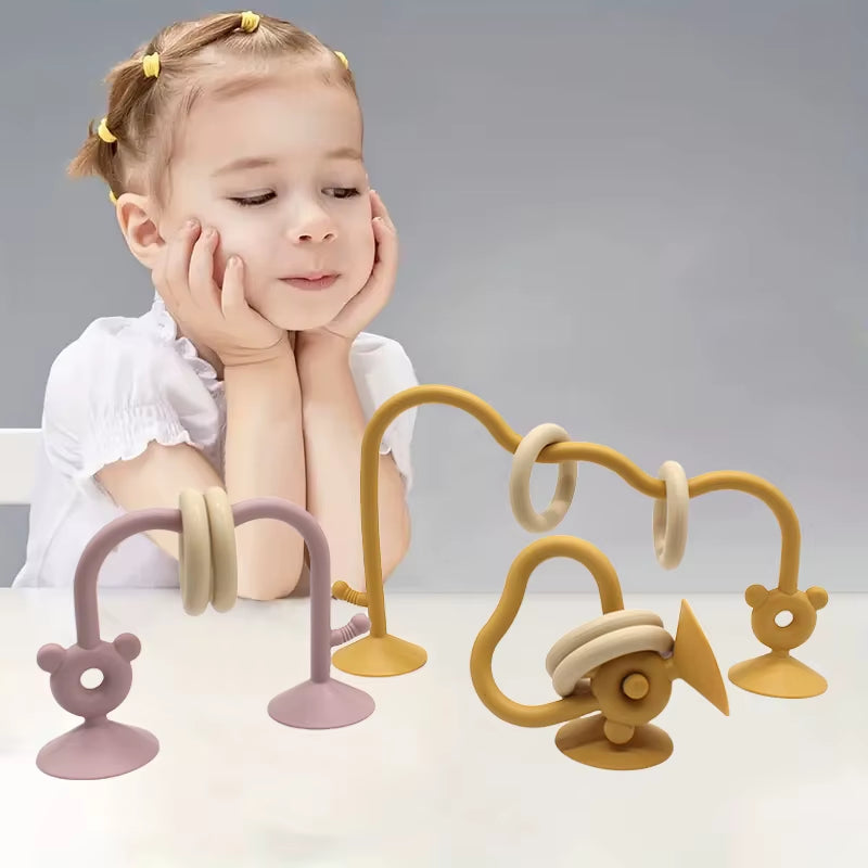 1Pcs Silicone Children'S Silicone Tabletop Toys, Bead Wrapped Baby Early Education Puzzle Game Toys