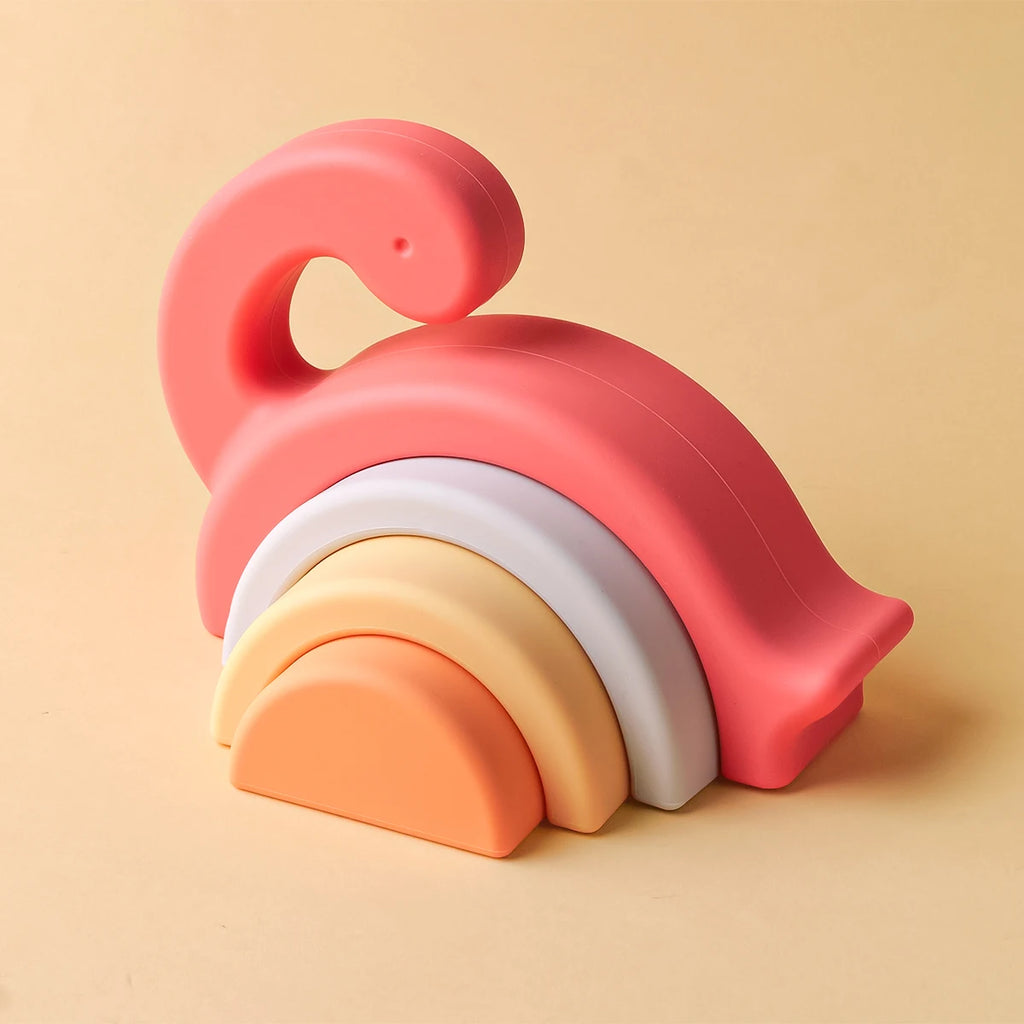 Baby Dinosaur Blocks Bpa-Free Silicone Stacker Intellectual Development Creative Color Matching Toys