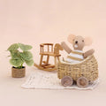 Miniature Simulation Furniture 1:12 Rattan Cradle with Little Bear, Suitable for Dollhouse Home Decor