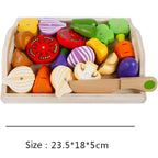Simulation Kitchen Pretend Toy Wooden Classic Game Montessori Educational Toy for Children Kids Gift Cutting Fruit Vegetable Set