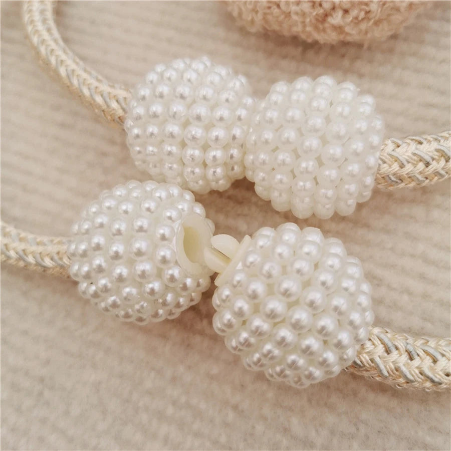 Ins Style Korean Style Plush Bear 1 Pearl Buckle Curtain Tie Kidsren'S Room Decoration Mosquito Net Tie Rope Tie Rope