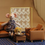 1:12 Miniature Realistic Furniture Brown Leather Single Sofa with Footrest/Double Sofa Suitable for Mini House Home Decor