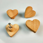 Cute Wood Heart Shape Furniture Handles Wardrobe Knob Kitchen Cabinet Handles Door Pulls Children Room Decoration Hardware