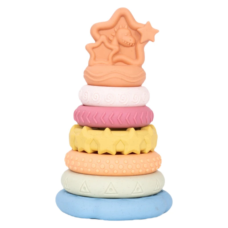 EIBYCIDY Stacking Toys Cartoon Dinosaur Nesting Stacking Tower Baby Early Learning Montessori Toys Babies Gift for Boys Girls