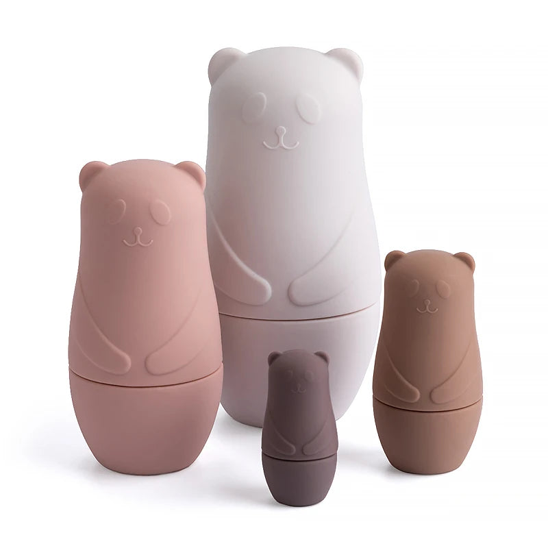 1Setmontessori Nesting Dolls Toy Russian Matryoshka Doll Educational Toys for Children Silicone Stacking Blocks Doll inside Doll