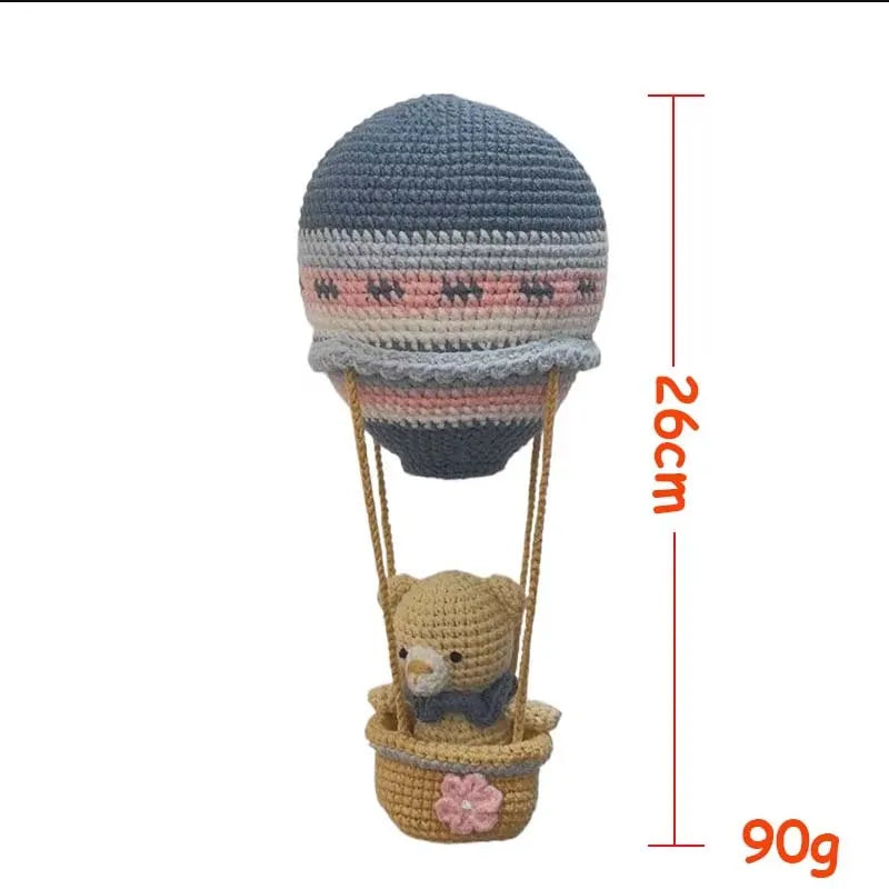 Handmade Crochet Hot Air Balloon Wall Hanging, Macrame Nursery Boho Room Decor, Birthday Gift for Kids, Girls Bedroom Decoration