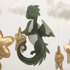 Dragon Baby Boy Mobile Fantasy Nursery Baby Mobile Golden Moon and Stars Hanging Toy Baby Shower Gift