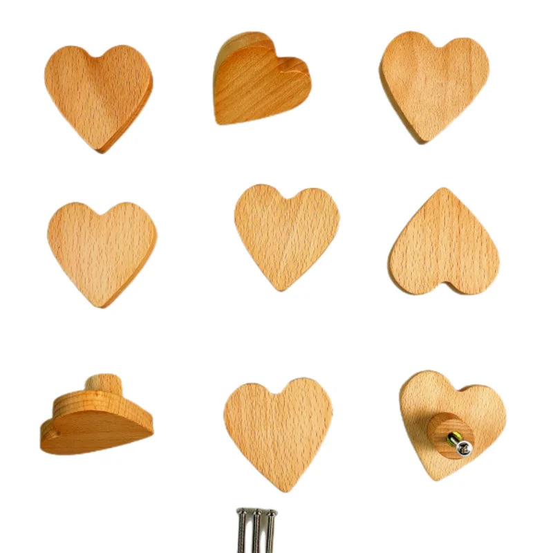 Cute Wood Heart Shape Furniture Handles Wardrobe Knob Kitchen Cabinet Handles Door Pulls Children Room Decoration Hardware
