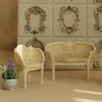 Miniature Simulation Furniture 1:12 Scale, Palace-Style, Distressed Resin Tables and Chairs Suitable for Dollhouse Decoration
