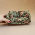 Miniature Simulation Toy House Furniture 1:12 Wooden Fabric Double Sofa Suitable for Dollhouse Home Decor