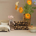 Miniature Simulation Toy House Furniture 1:12 Wooden Fabric Double Sofa Suitable for Dollhouse Home Decor