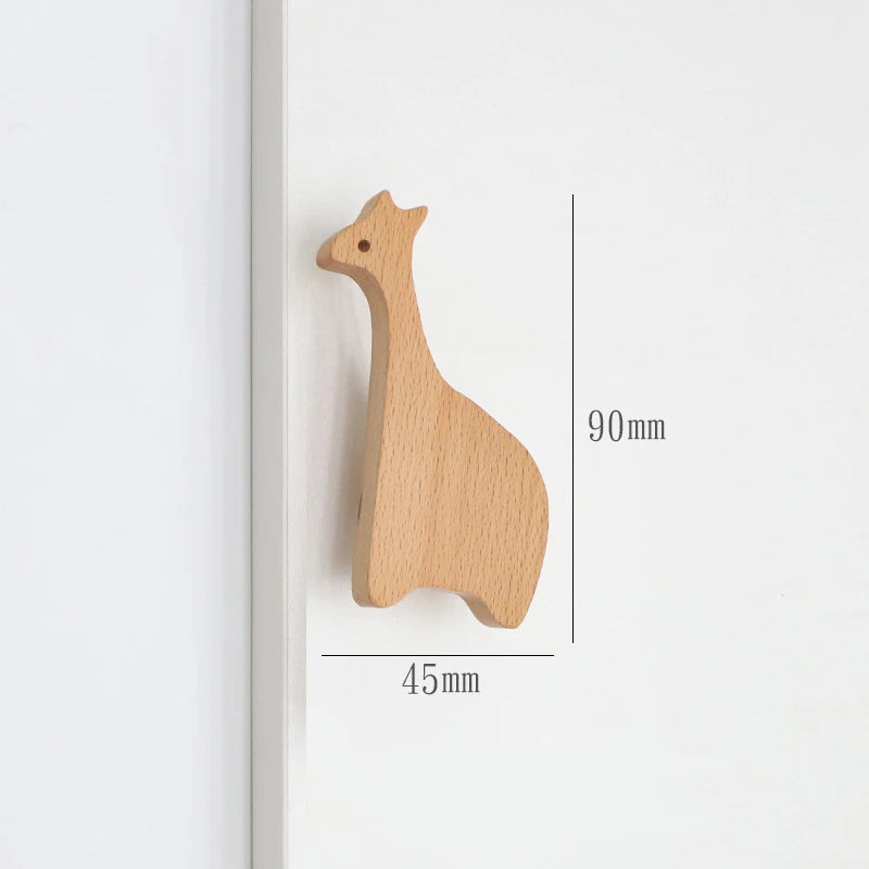 Wooden Door Handles Animal Wood Furniture Handles for Cabinets Dressers Drawers Door Knobs Kitchen Cupboard Wardrobe Pulls
