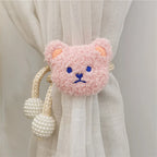 Ins Style Korean Style Plush Bear 1 Pearl Buckle Curtain Tie Kidsren'S Room Decoration Mosquito Net Tie Rope Tie Rope