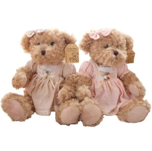 2Pcs/Pair 26Cm Lovely Couple Teddy Bear with Clothes Dolls Stuffed Animal Bear Plush Toy Kids Baby Children Girl Birthday Gift