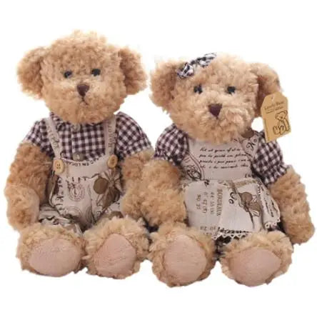 2Pcs/Pair 26Cm Lovely Couple Teddy Bear with Clothes Dolls Stuffed Animal Bear Plush Toy Kids Baby Children Girl Birthday Gift
