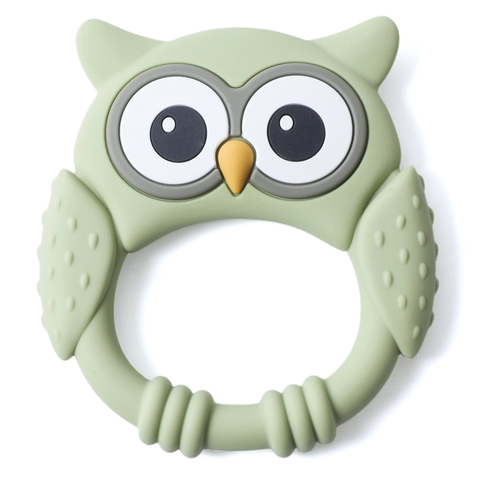 Silicone Teether,Food Grade Baby 0-12 Toys,Teething Rattle Sensory Toys for Toddlers,Cartoon Owl Silicone Soothing Teether Toys