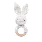 Baby Crochet Rattle Wooden Teether Toy BPA Free Wood Rodent Rabbit Rattle Baby Mobile Play Gym Newborn Educational Music Toys