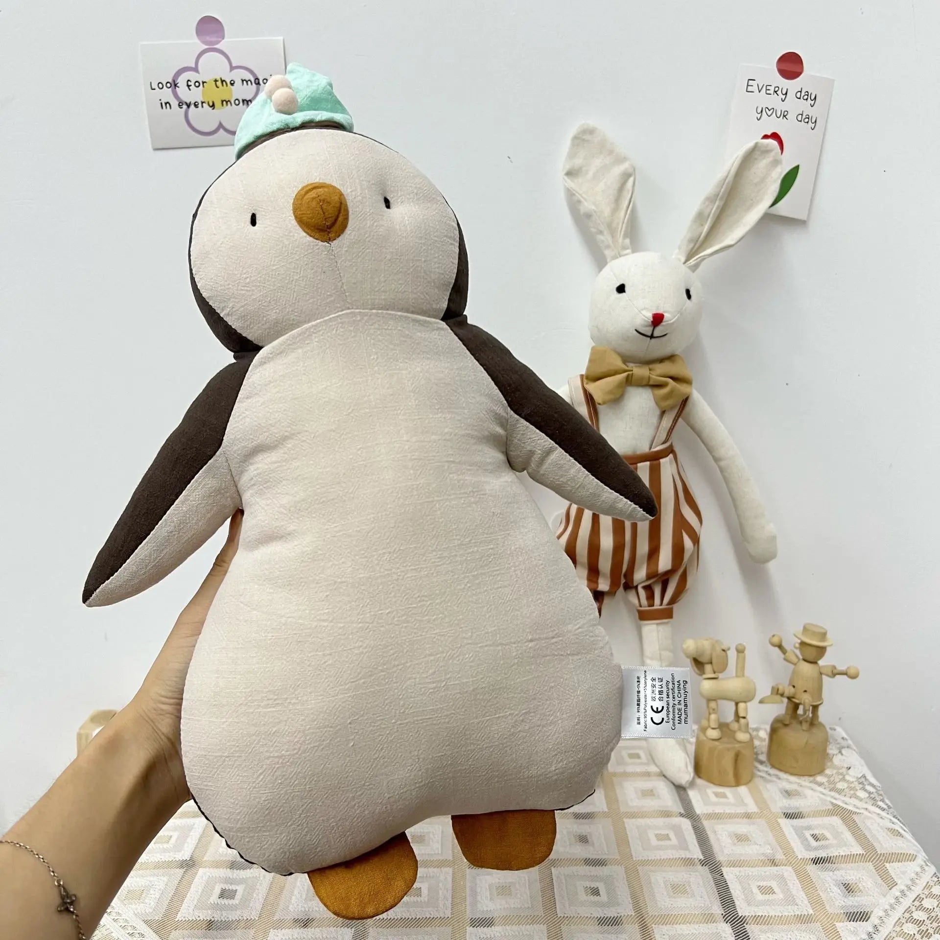 Ins Nordic Style Little Penguin Doll Linen Comfort Doll Baby Sleeping Doll Birthday Gift