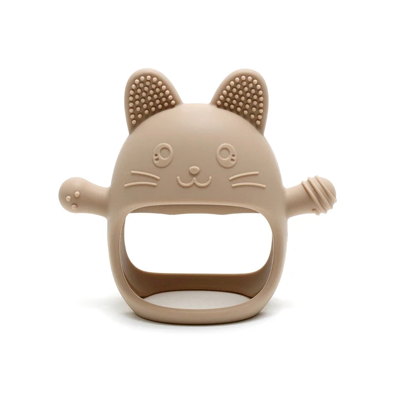 Baby Teething Mittens - Food-Grade Silicone Glove Chew Toy, Anti-Sucking Hand Guard, Cute Bunny Design