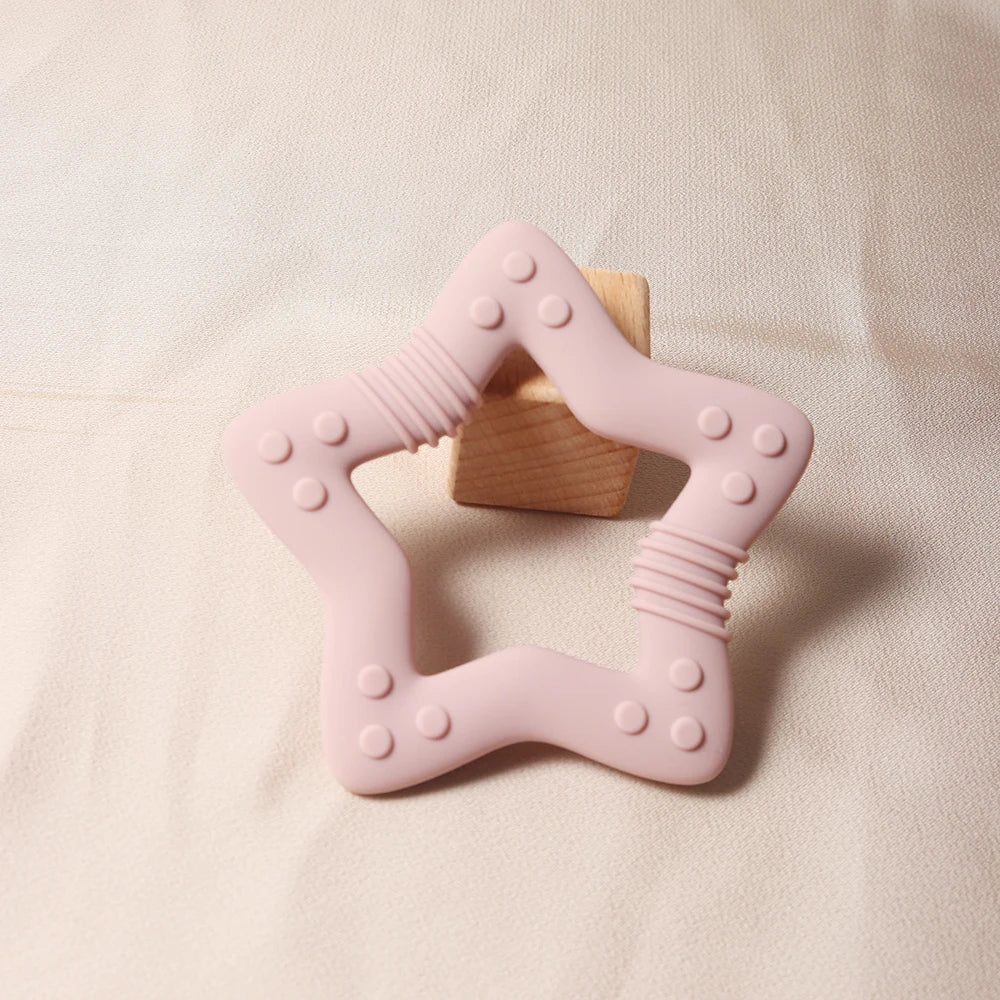 2024 New Star Silicone Teether Food Grade Heart Baby Teething Toy