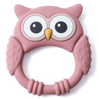 Silicone Teether,Food Grade Baby 0-12 Toys,Teething Rattle Sensory Toys for Toddlers,Cartoon Owl Silicone Soothing Teether Toys
