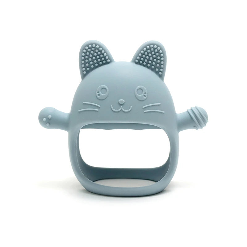 Baby Teething Mittens - Food-Grade Silicone Glove Chew Toy, Anti-Sucking Hand Guard, Cute Bunny Design