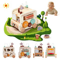 Baby Wooden Montessori Toy 0-12Months Baby Car Toy Polyhedron Busy Bus Toy Kids Early Education Hand Brain Sense Organ Toys Gift