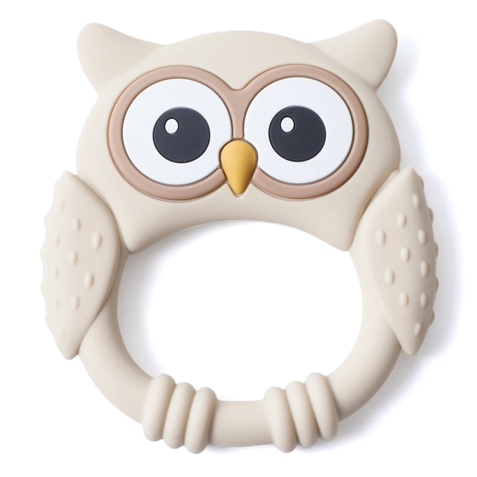 Silicone Teether,Food Grade Baby 0-12 Toys,Teething Rattle Sensory Toys for Toddlers,Cartoon Owl Silicone Soothing Teether Toys
