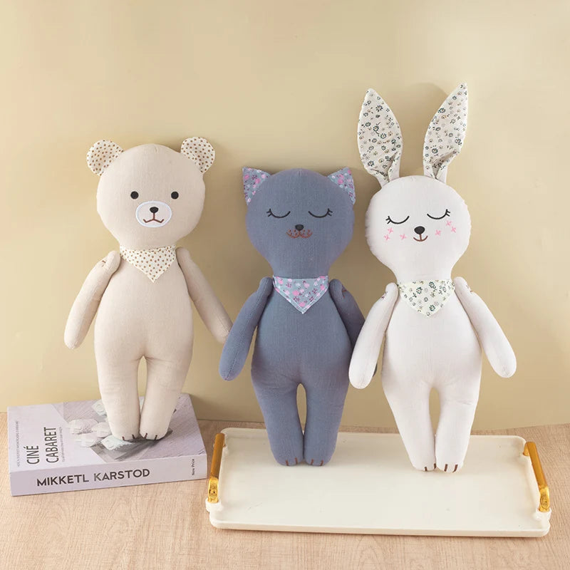 Stuffed Bunny Cloth Dress Toys Smoothing Toy for Infant Cuddling Sleep Doll for Girls Handmade Diversity Brown Rabbit Plushie
